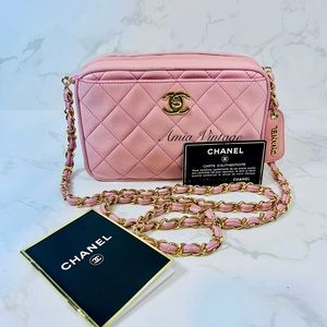 SOLD CHANEL Vintage Pink Lambskin Camera Bag